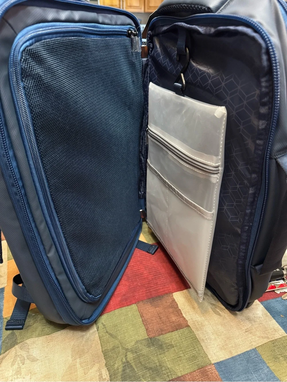 Hotel Collection Navy Blue Men's Travel Backpack with Logo Accent